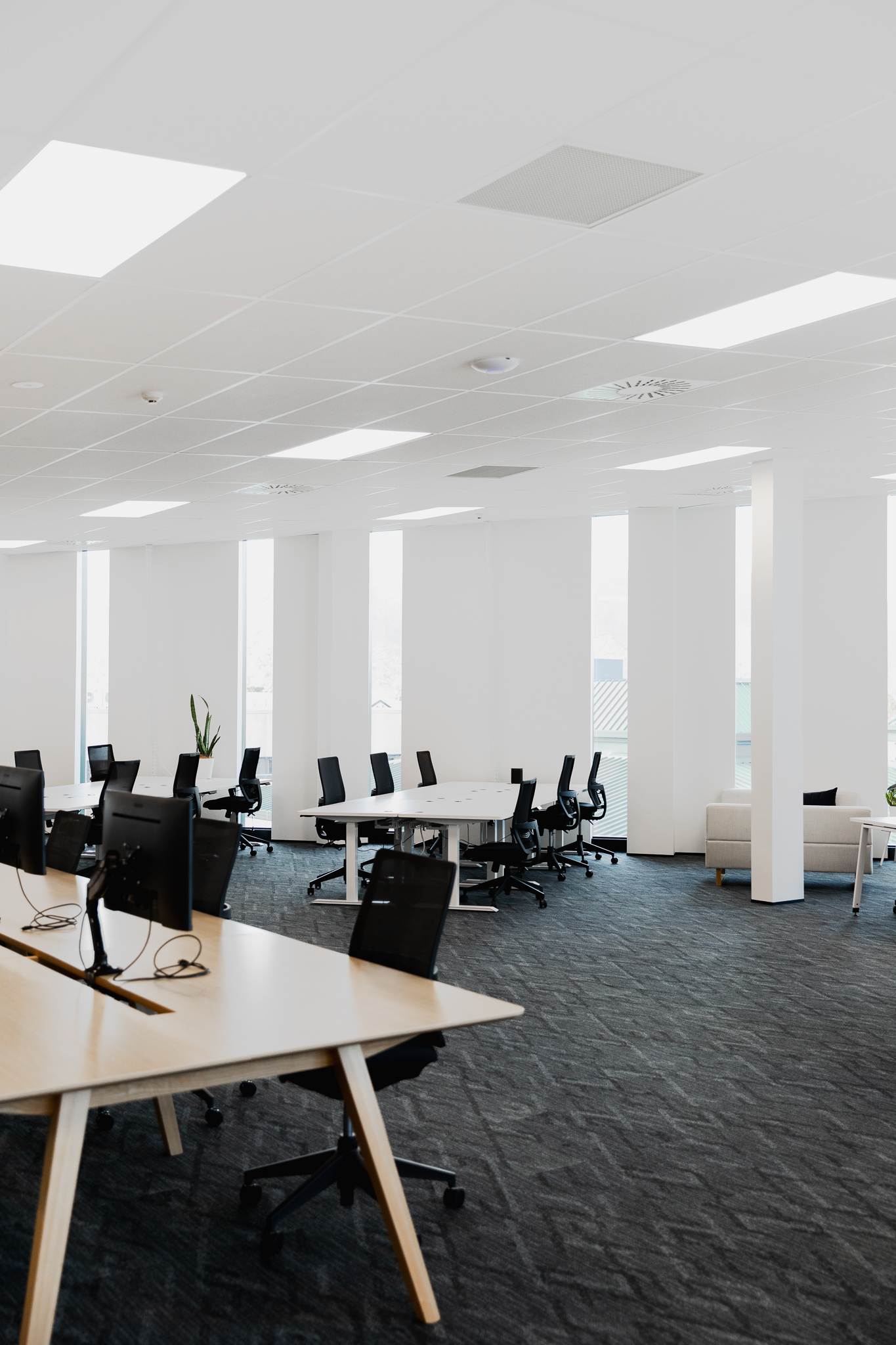 Large Q Space boardroom with presentation screen