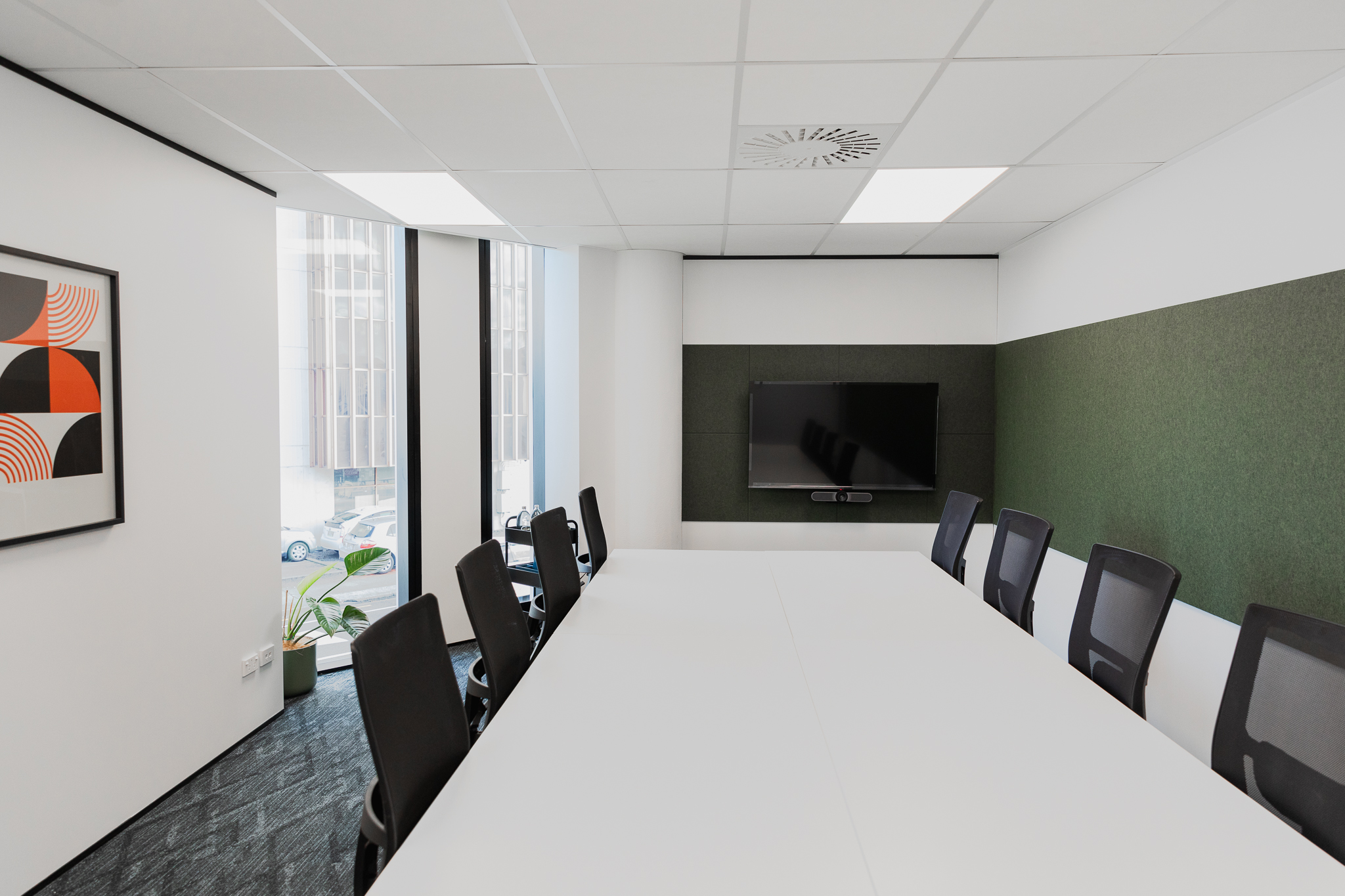 Q Space boardroom set up for an event